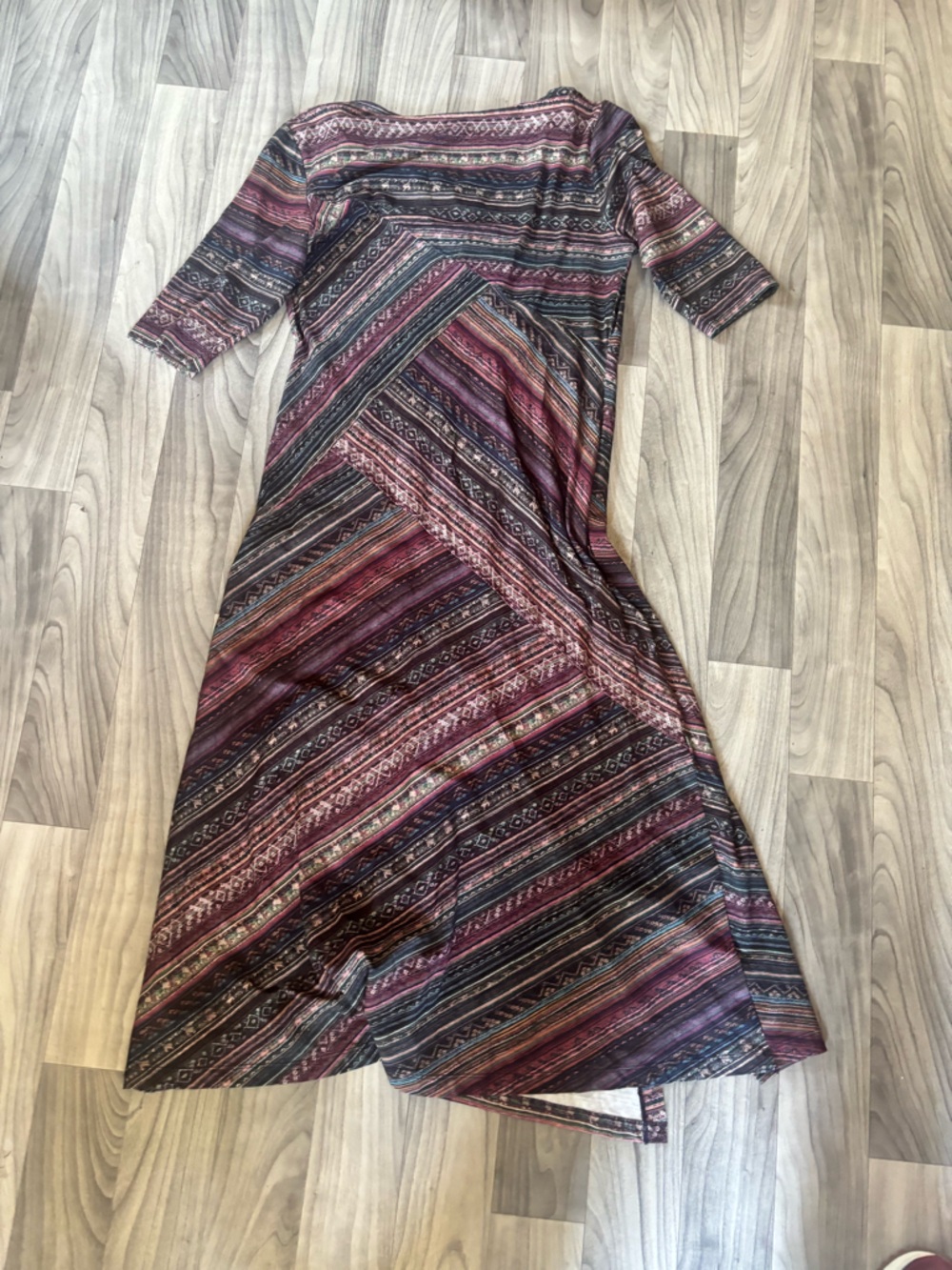NWT Peruvian Connection XL Oristano Purple Multicolor Diagonal Stripe Midi Dress - Picture 4 of 4